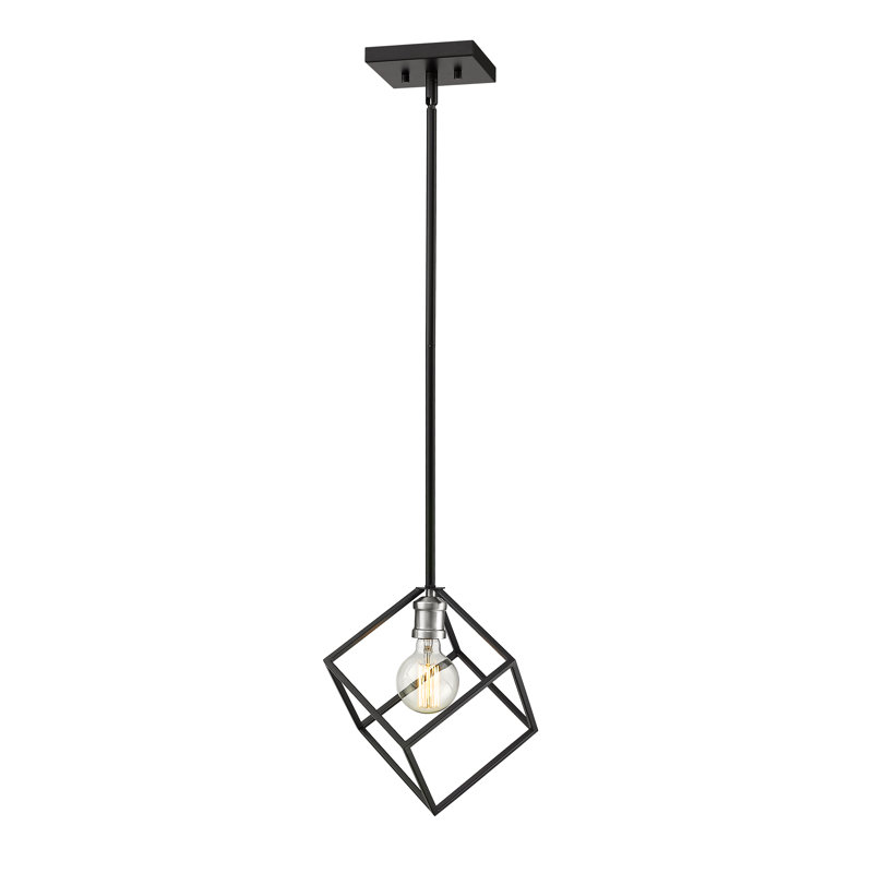 Luminaire suspendu géométrique 1 lumière Unia, Noir mat / nickel brossé