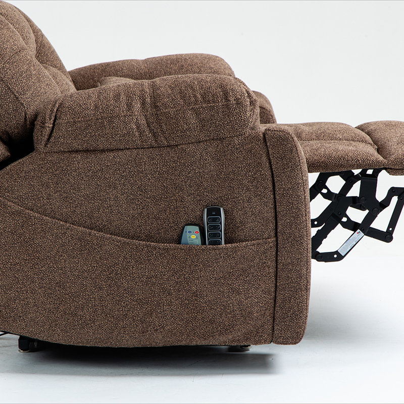 Old age electric lift chair, flat high density foam electric sofa, with heating and massage functions, can tilt to 180 degrees, 2 pocket cup holders, 2 remote controls, 4 OKIN motors