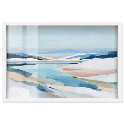 Icebound Vista I Shadowbox Print Blue Wall Decor by Art Remedy, White Frame, 31 x 21