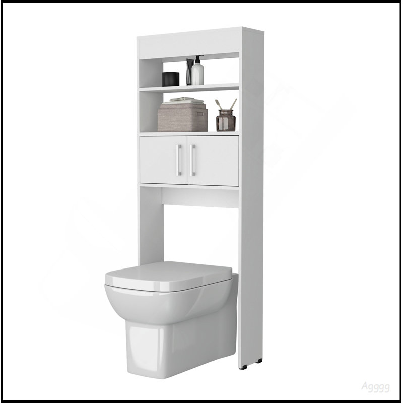 Armoire de rangement blanche à 2 portes avec tablettes ouvertes