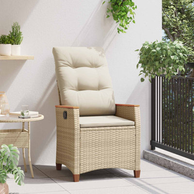  Chaise de jardin inclinable beige et crème 25,20 po x 22,64 po x 44,09 po