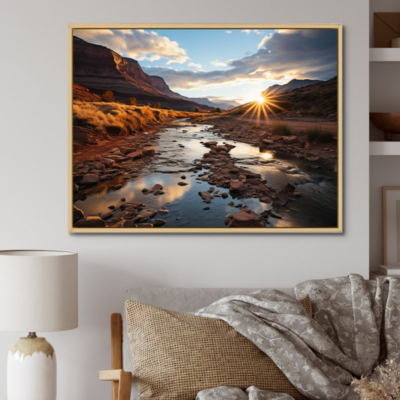 «Sunset in Utah Mountain III», reproduction sur toile, Cadre naturel flottant, H 16 po x l 32 po x P 1 po