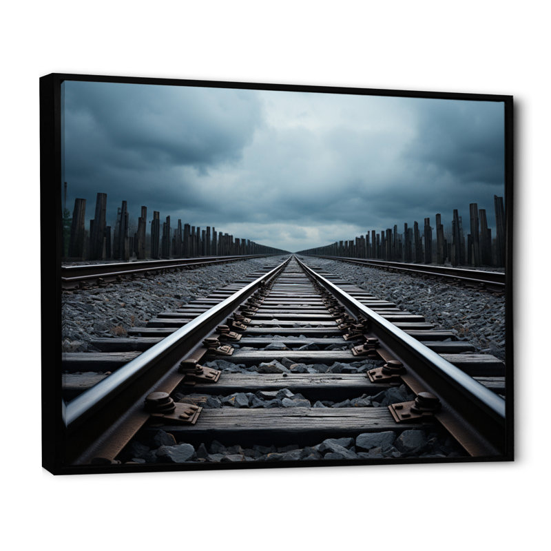 Train, traineaux minimalistes II - train, art mural, H 16 po x l 32 po x P 1 po, Cadre flottant noir