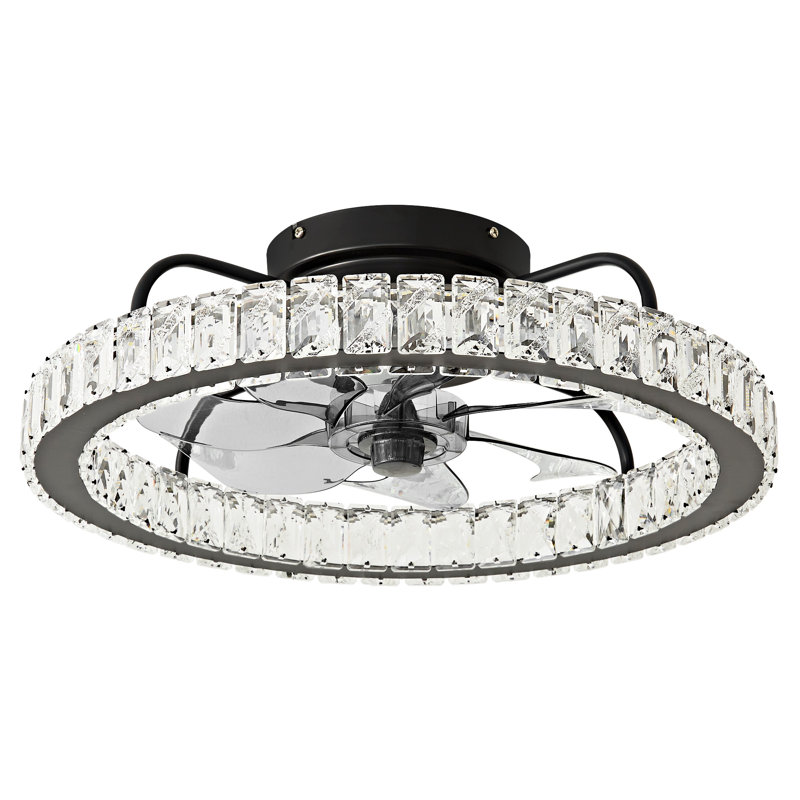 20" Crystal Ceiling Fan With Remote, Luxury Modern Chandelier Ceiling Fan