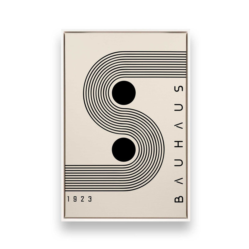 Impression sur toile Bauhaus Black Dot Balance dans un cadre en érable, 30 po x 20 po, H 18,75 po x l 12,75 po x P 1,75 po