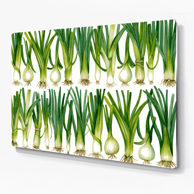 Art mural en métal vert légumes oignon vert, H 16 po x l 20 po
