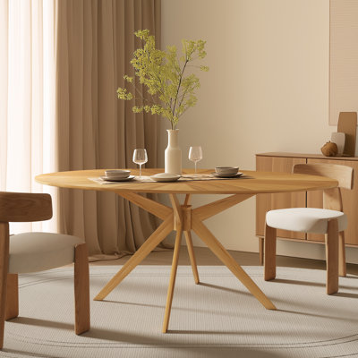 Bayah 70.8" Oval Solid Rubber Wood Dining Table by George Oliver