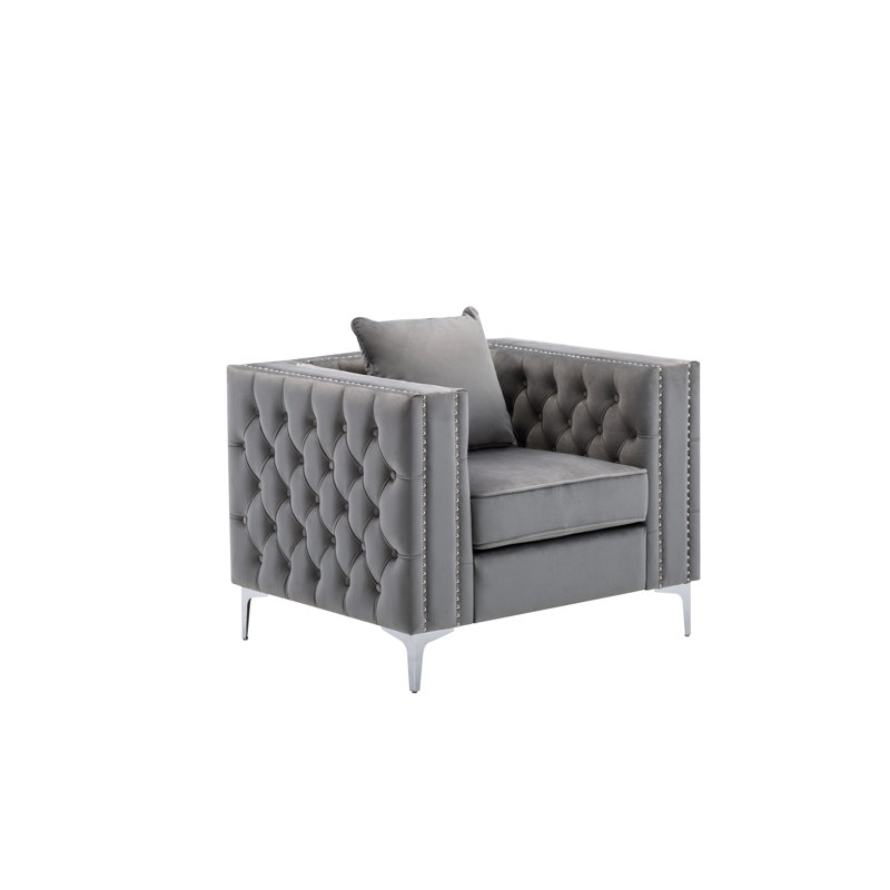 Velvet Armchair, Gray
