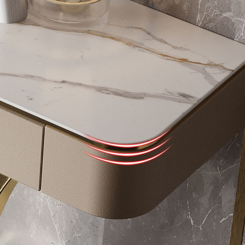 Console légère, luxueuse et moderne, H 35 po x l 47,2 po x P 13,8 po, Blanc / gris clair / or