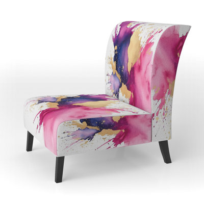 Purple and Pink Strokes VII - Upholstered Modern Pattern Slipper Chair, Modern Pattern Accent Chair