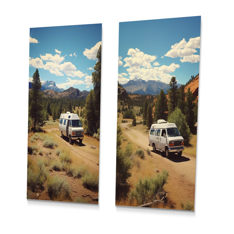 Explorers Haven Camping Travel Adventure I - Ensemble de 2 impressions murales en métal, H 32 po x l 32 po