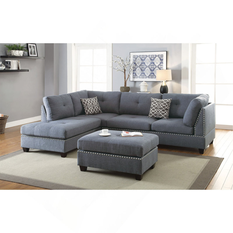 3 pièces Canapé modulaire gris et gris