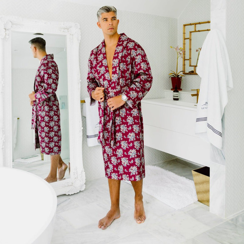 100% Standard Cotton Mid-Calf Bathrobe with Pockets, XL