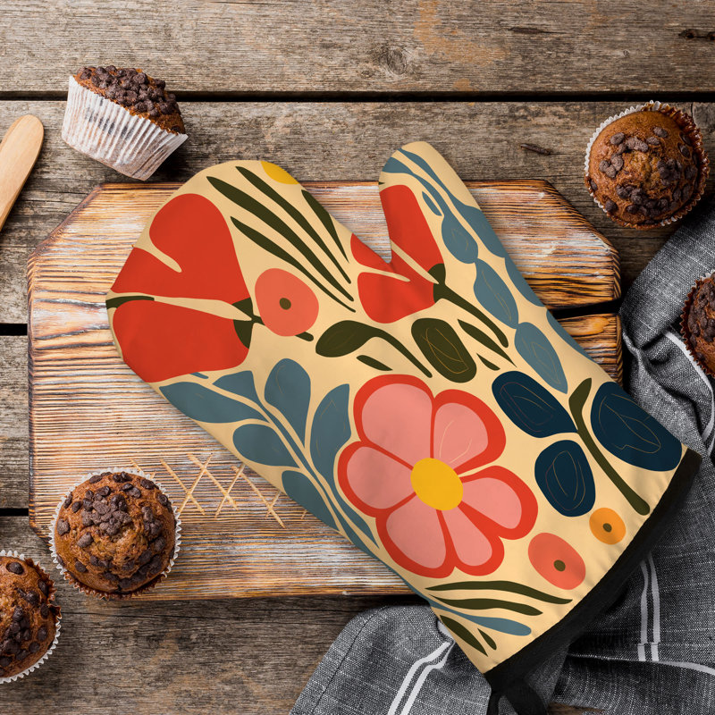 Light Petals Oven Mitt Cotton Twill
