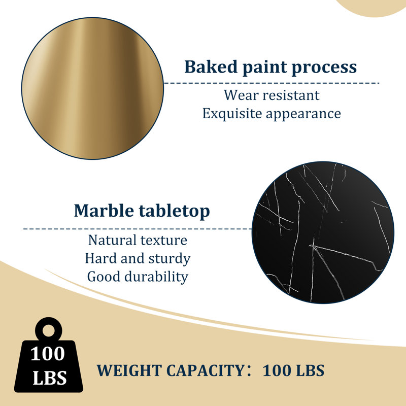 Killingworth Round Dining Table, Black/Gold