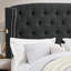 Tête de lit tapissier à oreilles en lin avec garniture cloutée double et capitonnage pour chambre à coucher-292021517-292021516