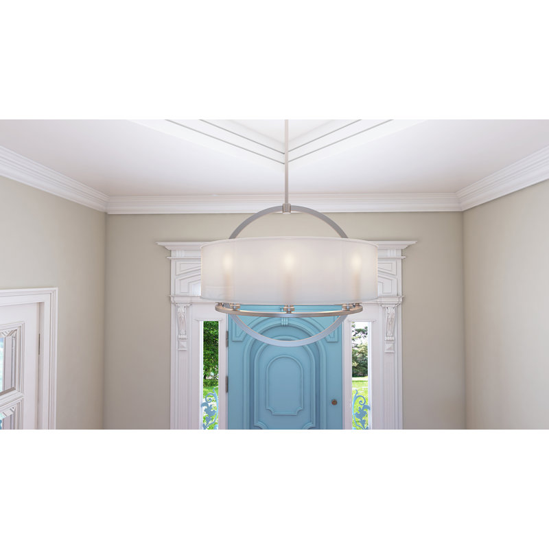 Baffour 8 - Light Dimmable Drum Chandelier, Brushed Nickel