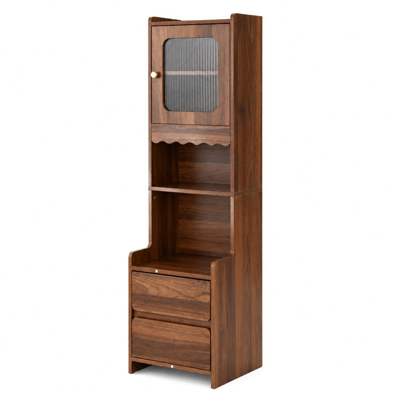 Table de chevet 57 po avec 2 tiroirs et une tablette ouverte