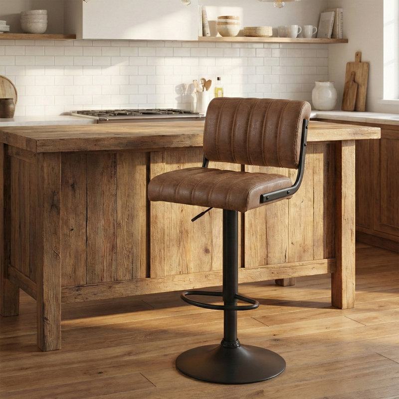 Cholet Puttney Height Adjustable Swivel Bar Stool, Brown