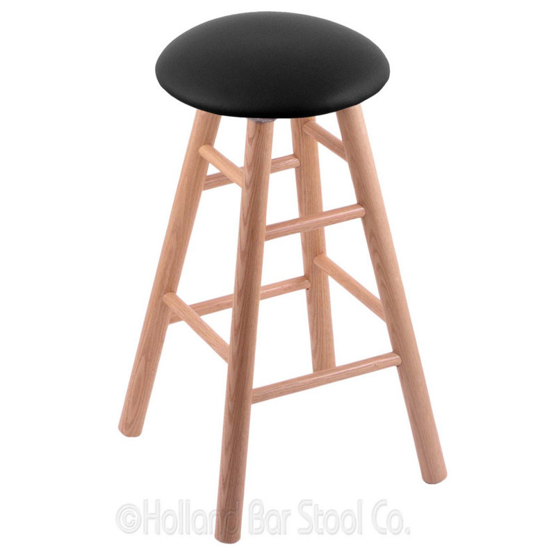 Tabouret de comptoir pivotant de 24 po, Chêne naturel, Vinyle noir