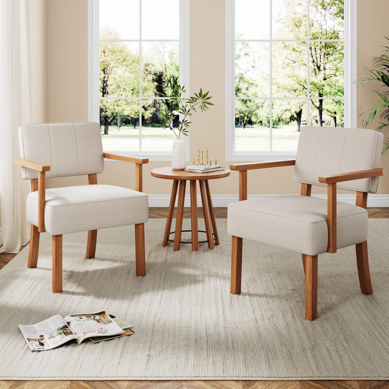 Linen Blend Side Chair in Beige