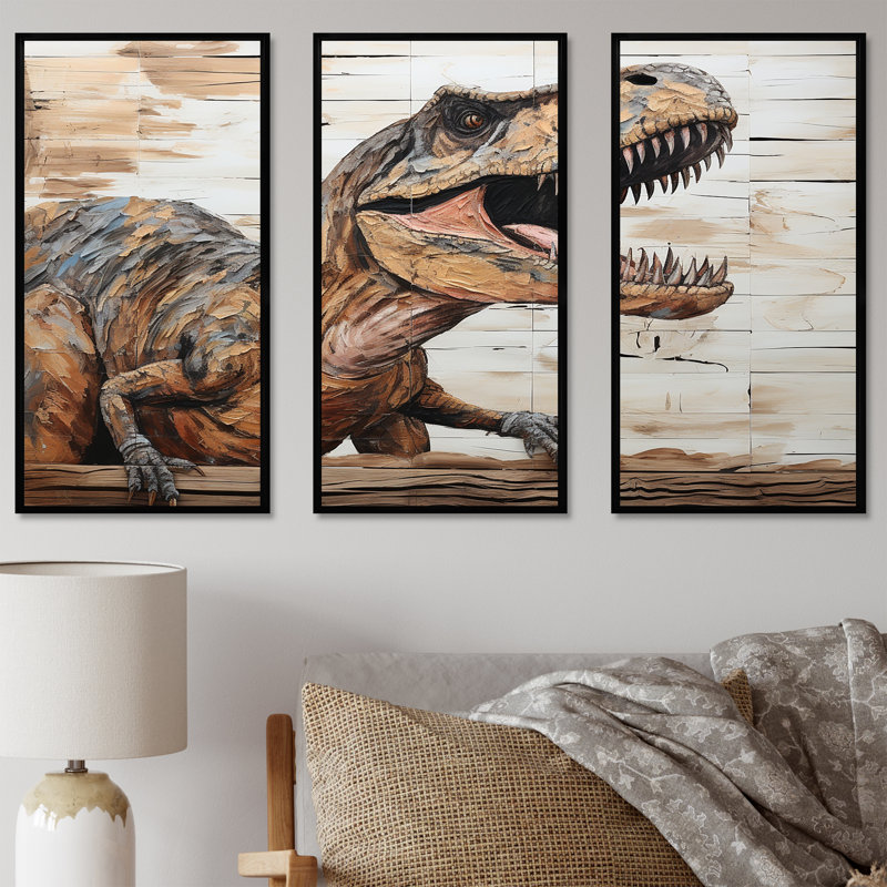 «Dinosaur Canyon I», art mural brun, H 28 po x l 36 po, Cadre flottant noir
