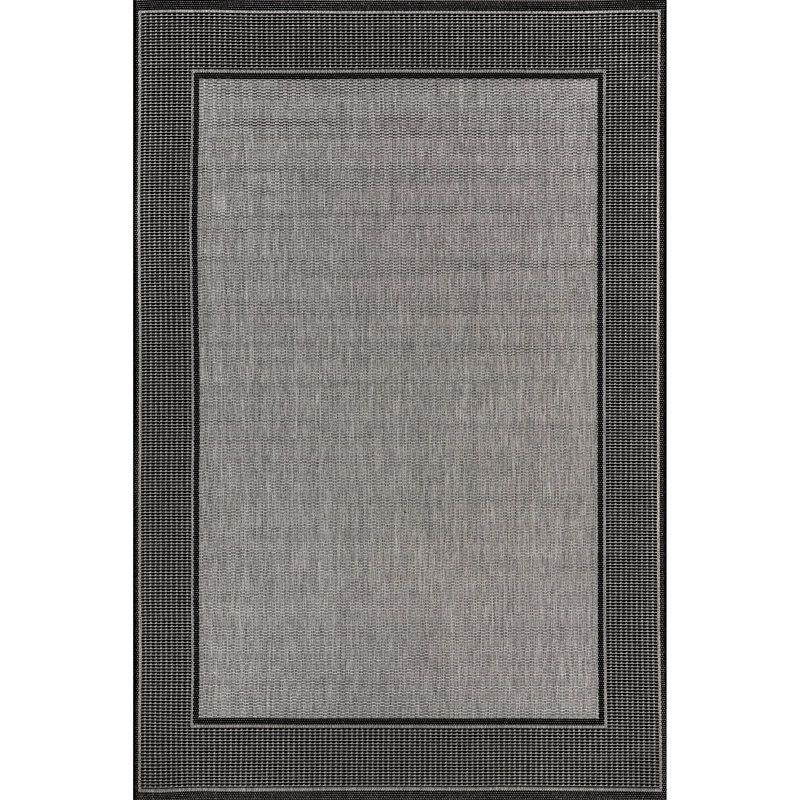 Tapis d'intérieur / extérieur gris tissé à la machine Mcelfresh, Rectangle 5 pi 3 po x 7 pi 6 po