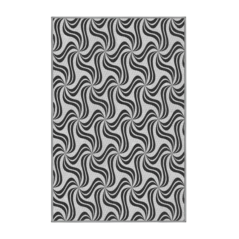 Tapis noir/blanc à motifs, Rectangle 5 pi x 8 pi