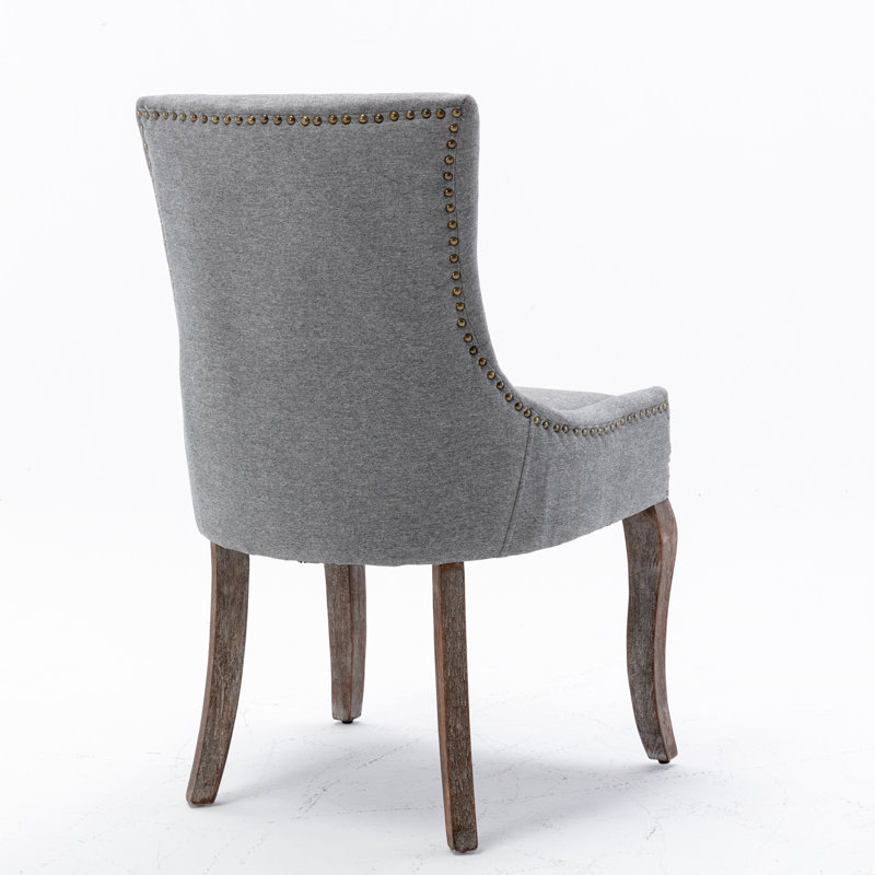 52cm H Tufted Upholstered Side Chair, Grey, 6
