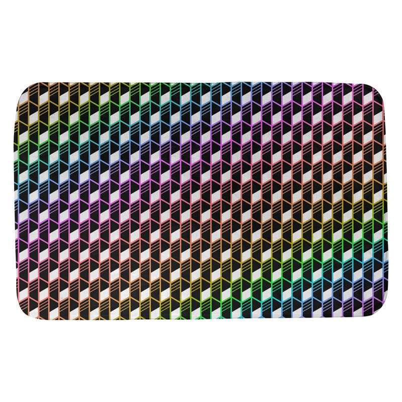 Tapis pour salle de bain Leffel, l 23 po x L 36 po, Vert /Bleu / Rose