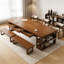 Bureau de direction rectangulaire en bois massif avec tiroirs Walnut-2145386524