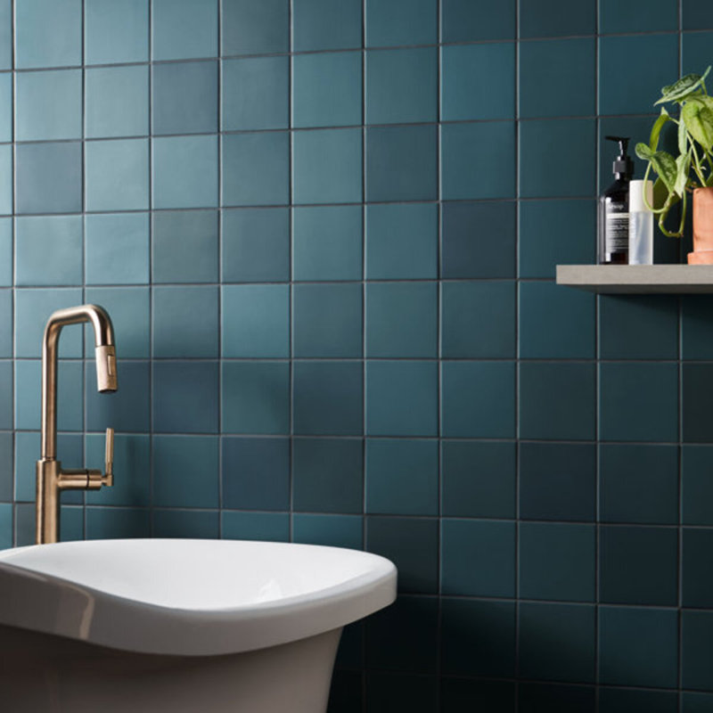 Born 5X5 Matte Porcelain Tile, Teal Blue