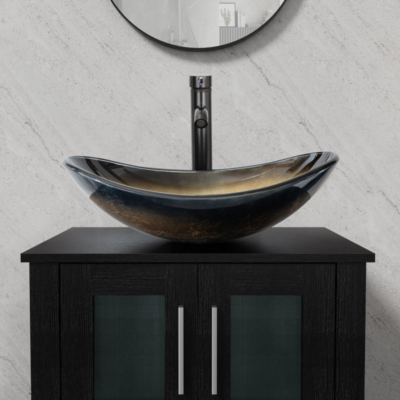 Ensemble de meuble-lavabo à double cuve avec lavabo vasque, comptoir en bois manufacturé, robinet et drain Sharee, Champagne
