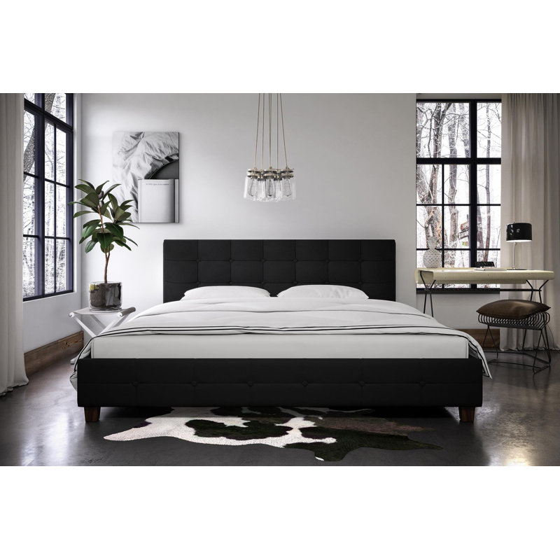 Rowett Upholstered Platform Bed, King, Black