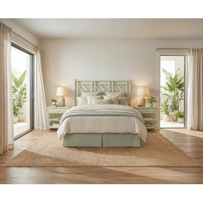 Chippendale Queen Headboard And Nightstand Set - Natural