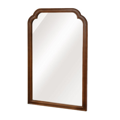 24" x 36" Decorative Wall Mirror with Black Walnut Solid Wood Frame & Rounded Corners, Modern Accent Mirror for Bathroom, Living Room, Bedroom, Entryway