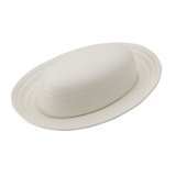 Swirl White 9 in. Covered Butter Dish