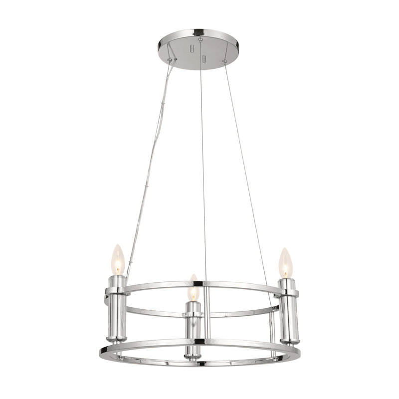 6 - Light Dimmable Drum Chandelier, Silver