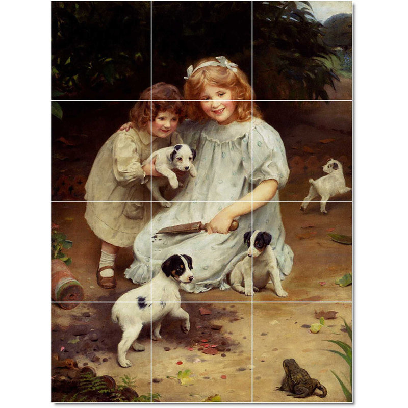 Carreau de céramique décorative 36 po x 48 po 12 po x 12 po, Arthur John Elsley, enfants, W22353