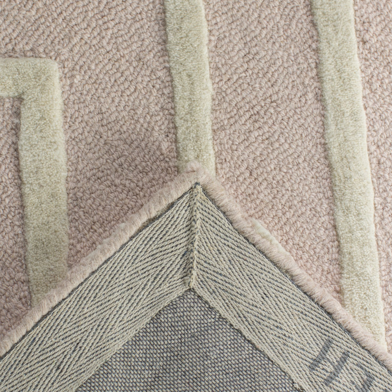 Clust Hand Tufted Wool Rug, Rectangle 8' x 10', Pink/Ivory