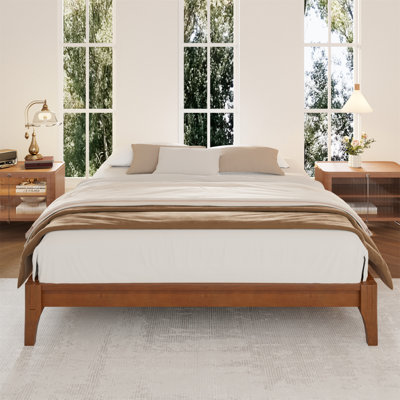 12 Inch Full Size Solid Dry Bamboo Wood Platform Bed Frame, With Wood Slat Support, No Box Spring Needed, Easy Assembly