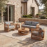 Aldo Outdoor 4-Person Acacia Wood Conversation Set With Woven Rope & Water-Repellent Cushions