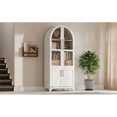 71" Tall Arched Kitchen Pantry Cabinet with Door Shelves