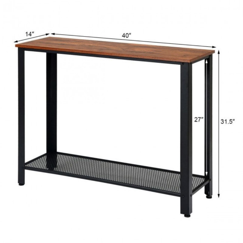 Amrane 40'' Console Table, Black, Brown