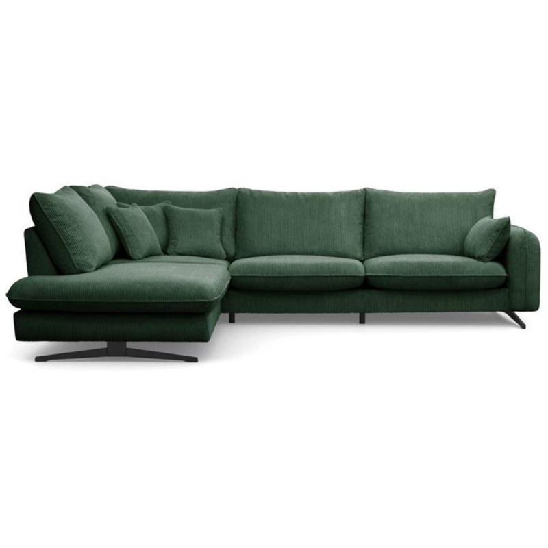 Casiyah 5 Seater Sofa & Chaise, Green, Left Hand Facing