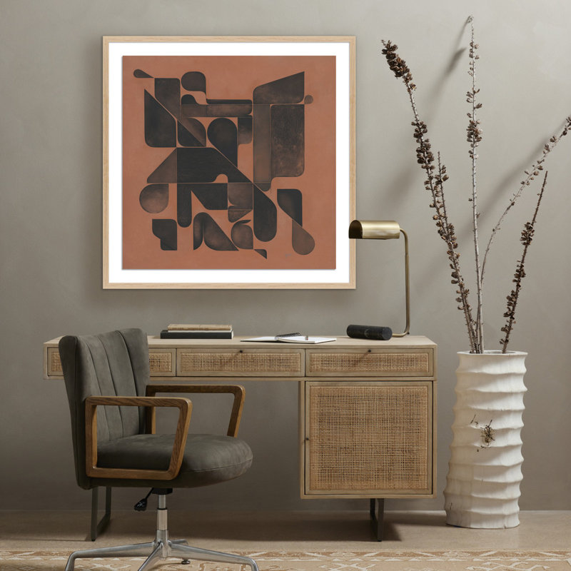 Mesa Roja Painting by Gregory Gove, White Oak Framed Wood Panel, 32" H x 32" W x 1.5" D
