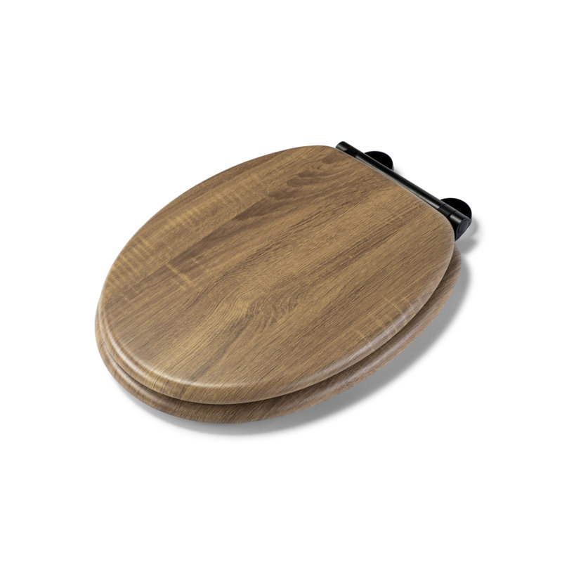 Croydex Soft Close Wooden Toilet Seat - Quick Release for Easy Cleaning and Adjustable Hinges with Top and Bottom Fixings, Antibacterial Seat Surface