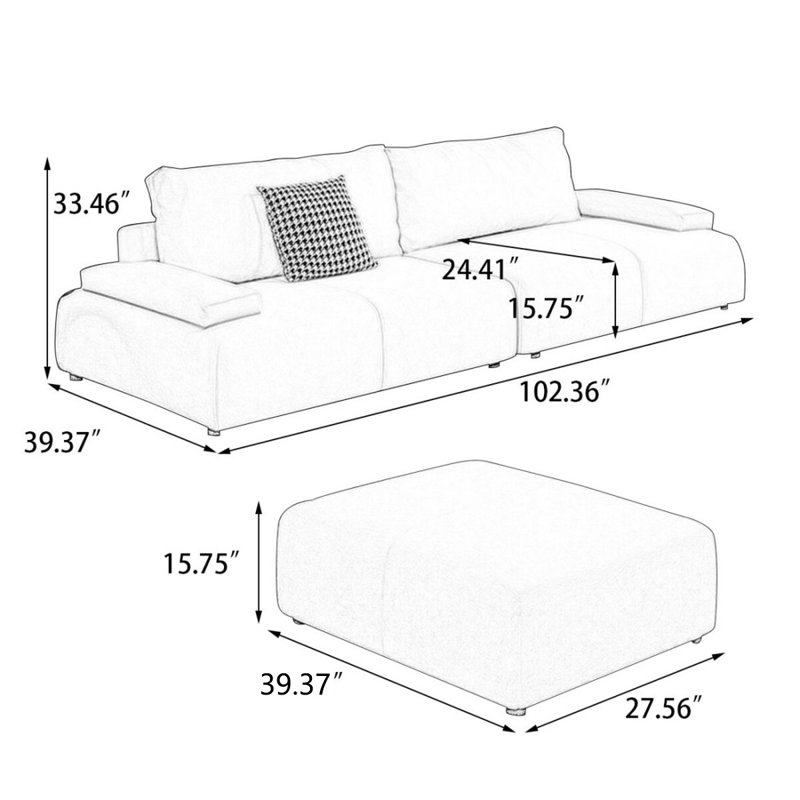 Coussin modulaire 100% polyester Coffee, H 33,46 po x l 102,36 po x P 39,37 po, Café
