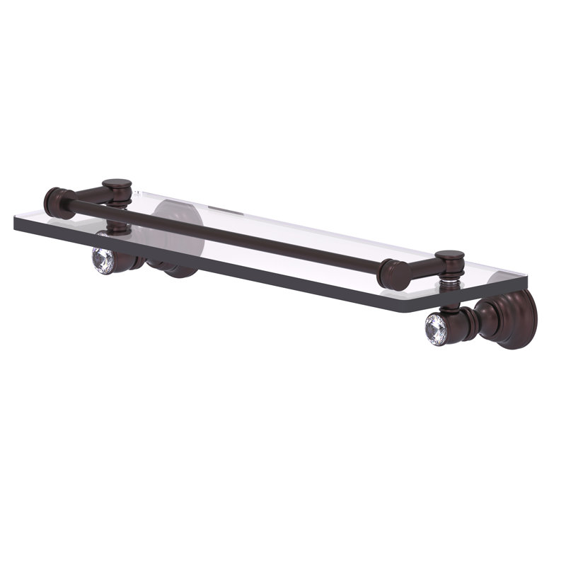 Freyja Glass Bracket Shelf, Antique Bronze, 3.3" H x 16" W x 5.54" D