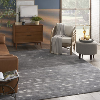 Tapis d'intérieur moderne gris Ebern Designs Prasun